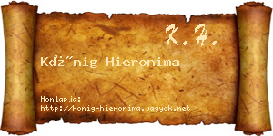 Kőnig Hieronima névjegykártya